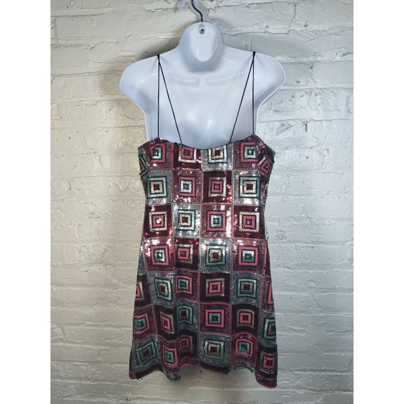 ZARA NYE SEQUIN BOHO SQUARE PATHWORK MINI DRESS - Picture 12 of 16